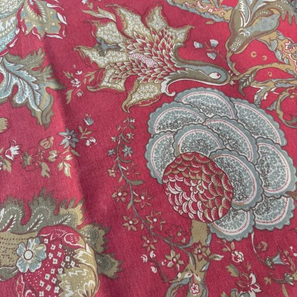 Lot of 3 Pottery Barn Pillow Covers Jacobean Floral Large 24”x24” Red Linen - Picture 5 of 9